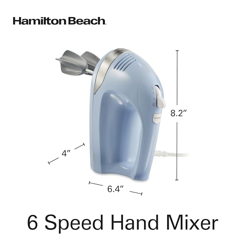 Hamilton Beach 6-Speed Electric Hand Mixer with Whisk, Dough Hooks and Easy Clean Beaters, Powerful 275 Watt Motor, Snap-On Storage Case, Blue by Hamilton Beach - Image 8