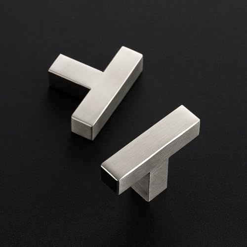 Image of Ravinte 20 Pack Kitchen Brushed Nickel Cabinet Handles Single Hole Center Stainless Steel Square Cabinet Pulls for Dresser Drawer Cupboard Handles with Screwdriver