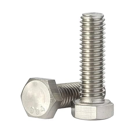 STAINLESS STEEL - Length : 75mm 304-A2 HEX SCREW FULL THREAD (DIN 933 / IS 1363) (1000, 4M)