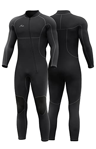 Hevto Men Wetsuits 3/2Mm Neoprene Front Zip Full Wet Suit Keep Warm For Surfing Swimming Sup Snorkeling Diving (M05-Black, S) #TOP8