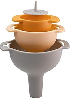 Taylors Eye Witness Four Piece Kitchen Funnel Set  Tab Handled Nested Funnel Pack with Detachable Strainer. Filter Or Bottle Oil and Liquid Or Dry Ingredients Like Flour and Pepper.