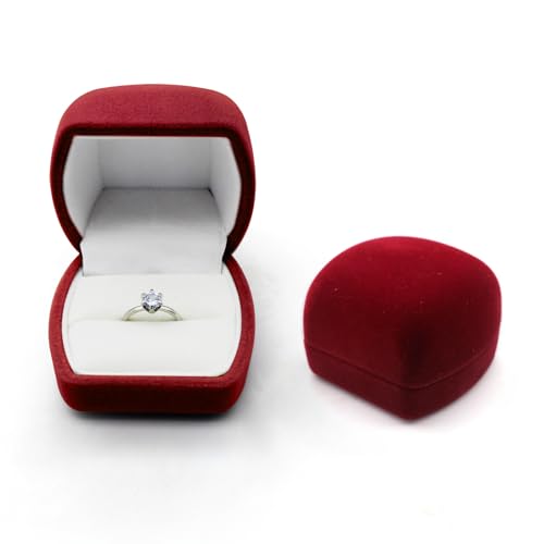 AfitLulu Ringbox Samt Ring Aufbewahrung Ringbox Hochzeit Elliptisch Verlobungsring Box für Vorschläge Verlobungen und Hochzeiten (Rot)