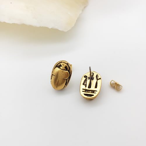 Egyptian Scarab Post Earrings - Gold Finish - Made in USA4