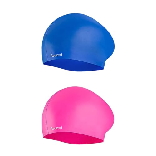 Aouloves Durable Silicone Swim Cap for Men &Women, Non-Slip Waterproof, Comfortable Durable, Swim Cap Protect Ears, for Short/Long Hair Adults Youths Kids, Easy to Put On and Off