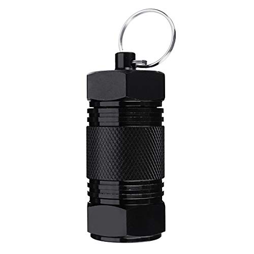 ExcLent Mini Halter Box Keyring Alloy Wasserdicht Versiegelte Tasche Container Schlüsselbund Fall Flasche Stash Holder - Schwarz