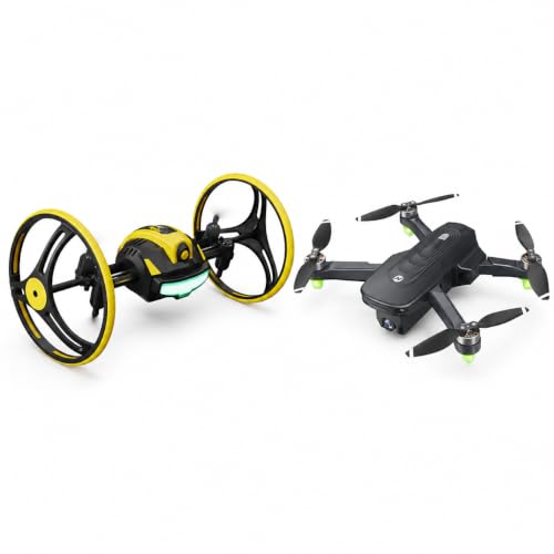 Image of HS175D & Mini Drone Car Drone Bundle, 2-in-1 Camera and Indoor RC Drone Set with Auto Return, Follow Me, Circle Fly, 360 Flip, Colorful Lights and Dual Batteries