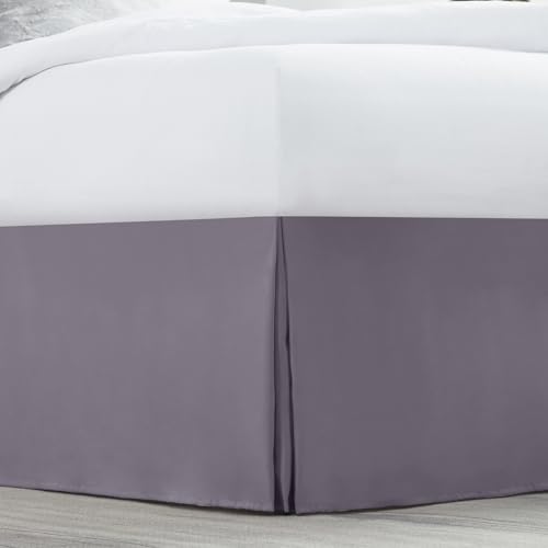 Image of Nestl Grayish Purple Full XL Bed Skirt - Full XL Size Bed Skirt 14 Inch Drop - Brushed Microfiber Bed Skirts - Hotel Quality Pleated Bed Skirt - Shrinkage & Fade Resistant