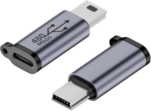 Image of ETZIN USB C to Mini USB Adapter, Type C Female to Mini USB 2.0 Male Convert Connector Support Charge & Data Sync Compatible GoPro Hero 3+, MP3 Players, Dash Cam, Digital Camera,etc-EPL-1174TC