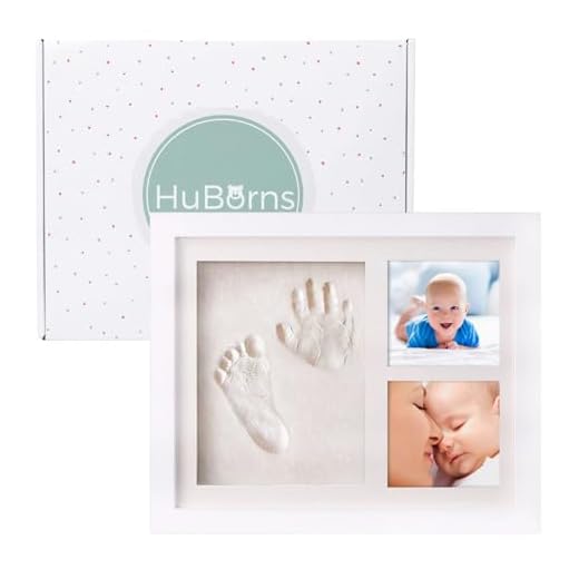 HuBorns - Cornice Impronta Mani e Piedi Neonati, Set di Cornice Impronte Neonato di Qualità con Calco Senza Crepe, Kit Impronta Neonato Ideale per Regalo Originale e Regalo per il Battesimo