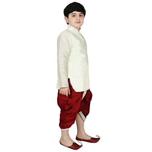 Image of SG YUVRAJ Boy's Raw Silk Kurta Dhoti Set