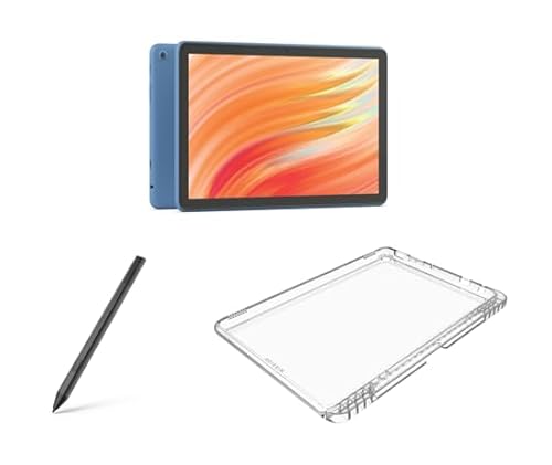 Tablet Bundle: Includes Amazon Fire HD 10 tablet, 10.1" (2023 Release) | 64 GB | Ocean & Made for Amazon Clear Case & Stylus Pen