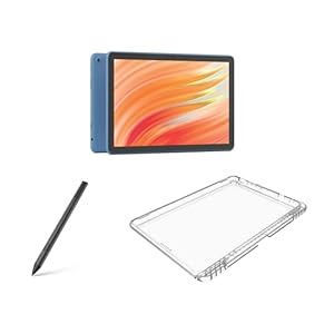 Tablet Bundle: Includes Amazon Fire HD 10 tablet, 10.1″ (2023 Release) | 64 GB | Ocean & Made for Amazon Clear Case & Stylus Pen