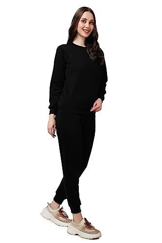 Image of Women's Full Sleeves Round Neck Winter wear Casual Fit Sweatshirt and Jogger Set Cotton Stretchable Comfort Fit and Warm for Cold Season for Everyday Winter Season Wear