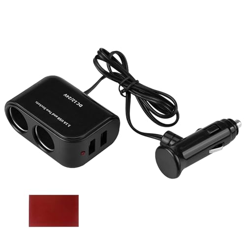 Menibeuty Rallonge Allume Cigare, 1pcs Double Prise Allume-Cigare Allume-Cigare Câble D'extension Double Allumes Cigar Cigares Double Avec Commutation Allumes...
