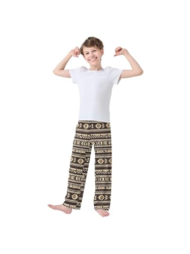 Aztec Brown Patterns Boys Pants for Kids Jogger Pants with Pockets S3
