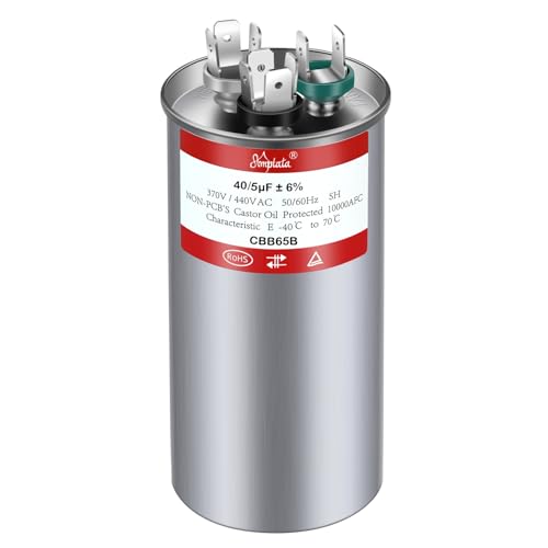 AMPTATA AC Capacitor 40/5 uf 440V CBB65B Capacitor for AC/HVAC/Air Conditioner/Pool Pump/Condenser Fan Run Motor Start, 40+5 MFD CBB65 370V 450V 50/60Hz Carrier ac Capacitor
