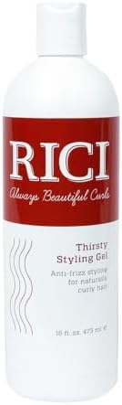 RICI Thirsty Styling Gel for Curly Hair | Naturally Formulated to Prevent Frizz for All Types of Curly Hair | Patented Formula Made in the USA (16 oz)