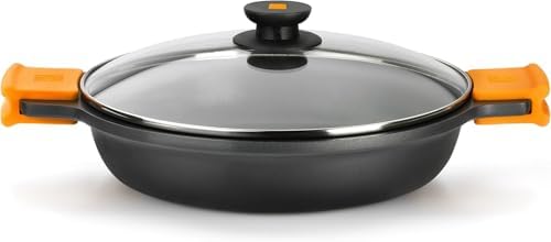 BRA Efficient Cacerola baja con tapa de cristal y asas de silicon...