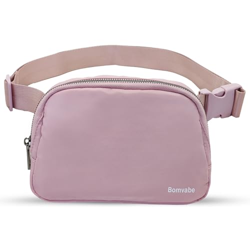 Bomvabe Bauchtasche für Damen Herren, Gürteltasche Nylon mit Verstellbarem Riemen 81cm bis 130cm, Hüfttasche Leicht für Sport Outdoor Reise Running Wandern Radfahren, Bauchtasche Klein Rosa