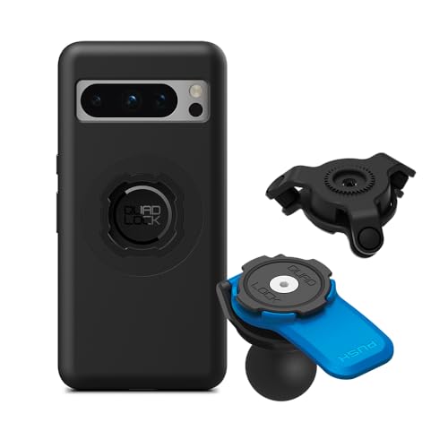 Quad Lock Motorcycle 1 Ball Adaptor Phone Mount Kit with Vibration Dampener and Pixel 8 Pro MAG Case