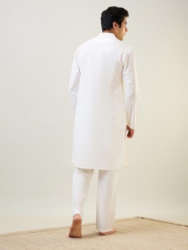 Image of SleepZ by Raymond Men Comfort Fit Solid Pattern Pure Cotton Mandrin Collar Kurta Set