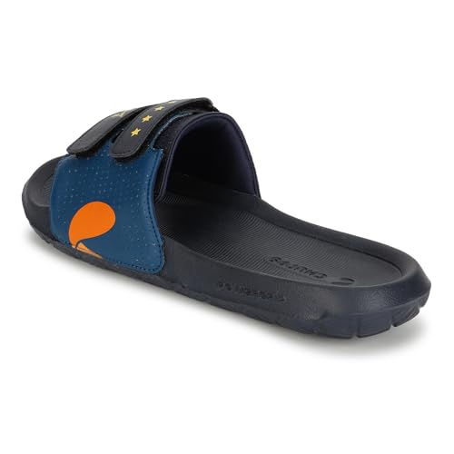 Image of CHUPPS Mi Ace Orange Navy Drift Orthopedic Slippers | Soft Footpharma Footbed | Breathable Ventilation Holes | Lightweight Flip Flops | Anti-Skid Chappals for Everyday For Mens