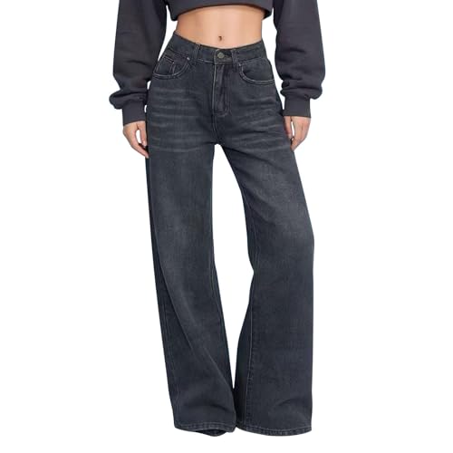 Pantalones vaqueros de pierna ancha vaqueros rectos mujer palazzo elegantes