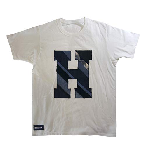H.R.REMAKE (HRリメイク) ミックスパッチワーク HパッチTシャツ Men's 【700076662】[正規取扱] (L, D WHITE/デニムH)