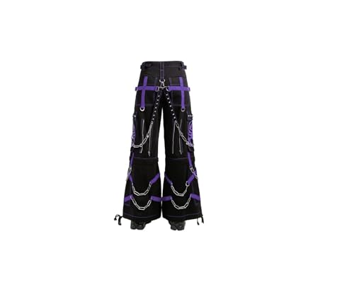 Gothic Black Cargo Pants with Chains Straps Streetwear Punk Wide Leg Pants Gothic Pant3