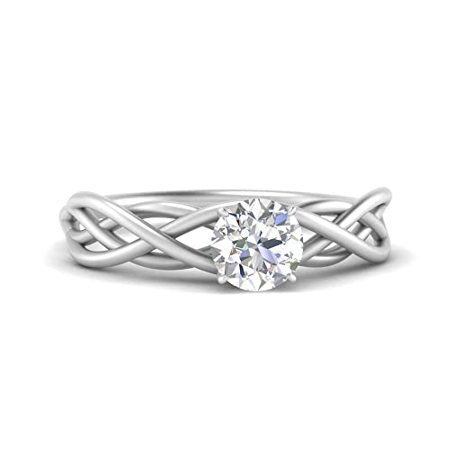 Image of Choose Your Gemstone Intertwined Solitaire Ring 925 Sterling Silver Round Shape Solitaire Engagement Rings Everyday Jewelry Wedding Jewelry Handmade Gifts for Wife US Size 4 to 12