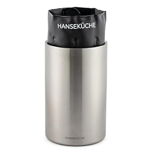 Hanseküche Weinkühler: Edelstahl Doppelwandig groß mit Aktiver Kühlung und Kühlmanschetten – Flaschenkühler für Wein, Sektkühler, Getränkekühler, Flaschenbox 12x19x12 cm