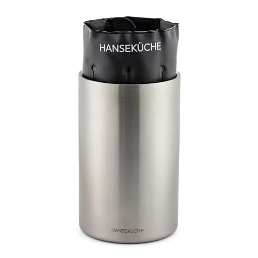 Hanseküche Weinkühler: Edelstahl Doppelwandig groß mit Aktiver Kühlung und Kühlmanschetten – Flaschenkühler für Wein, Sektkühler, Getränkekühler, Flaschenbox 12x19x12 cm