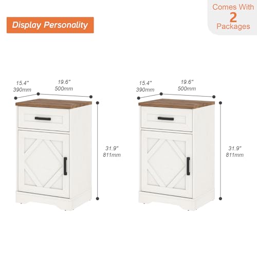 Image of WAMPAT 32 inch H Vintage Farmhouse Style End Table Set of 2