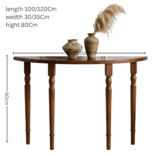 Image of Wooden Expert 120Cm Length Premium Royal Half Moon Console Table with Storage | Narrow Wooden Entryway Accent Table | Solid Semi-Circle Design for Living Room, Hallway, Foyer, Entrance (120x35x80Cm)