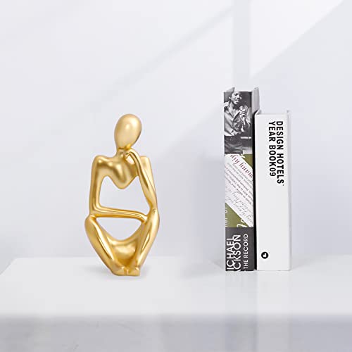 INNOLITES Resin Statue Thinker Style Decoration Abstract Sculptures Collectible Figurines for Home Decor Modern Office Shelf Desktop(Gold-Right - Image 4