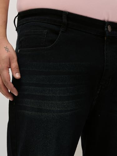 Image of Urbano Plus Men's Regular Fit Heavy Washed Denim Jeans Stretchable