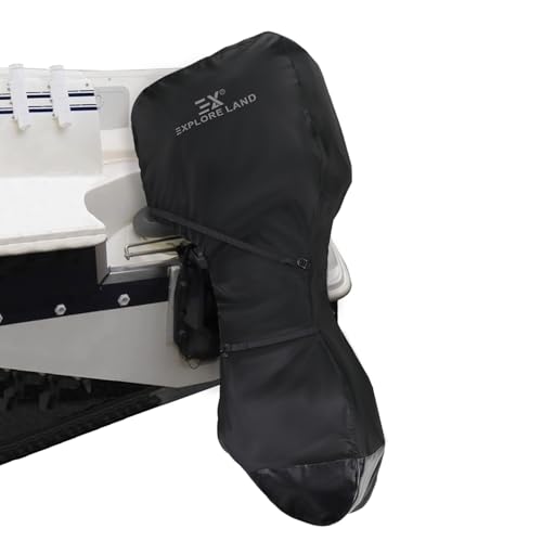 Explore Land Fade Resistant Full Outboard Motor Cover - Waterproof Upgraded Strong 600D Heavy Duty Boat Engine Covers Fit for Motor 100-150 HP, Black by Explore Land - Used condition - US$21.69
