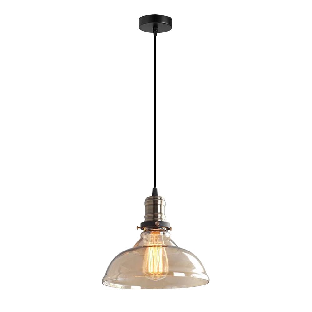 Lantanb C American Ountry Style Handelier,E26 Base Single-Head Hanging Light,Reative Hat-Shaped Glass Pendant Lamp Lampshade,Barn Restaurant Offee House Decorative Lighting Fixtures