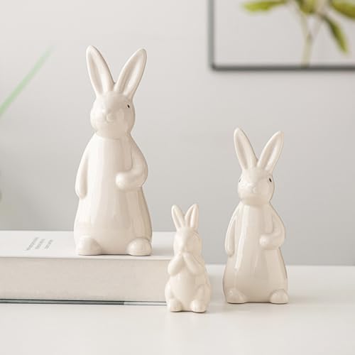 Figura Decorativa Conejo de Cerámica Blanca miniatura 6