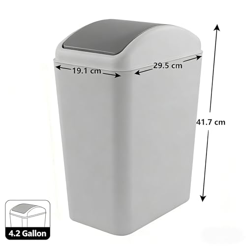 Caneca de basura plástica rectangular con tapa basculante 4.2 gal miniatura 2