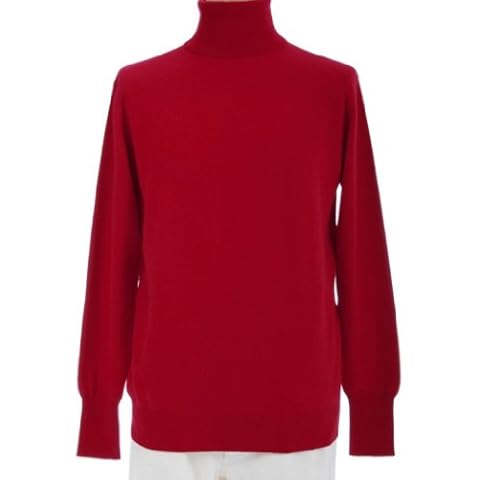 Shephe Men's Turtleneck Cashmere Sweater Dark Red Medium Cover