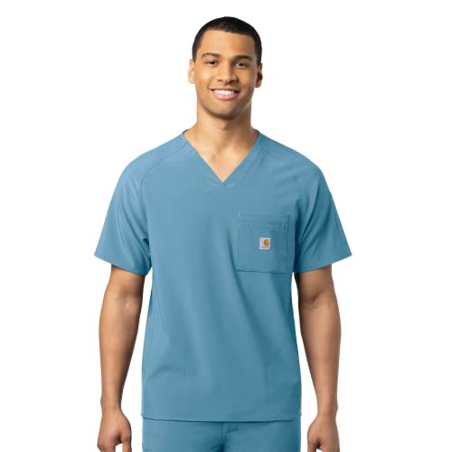 Carhartt Force Cross-Flex Mens Micro-Ripstop Scrub Top Azure Blue 2X Large