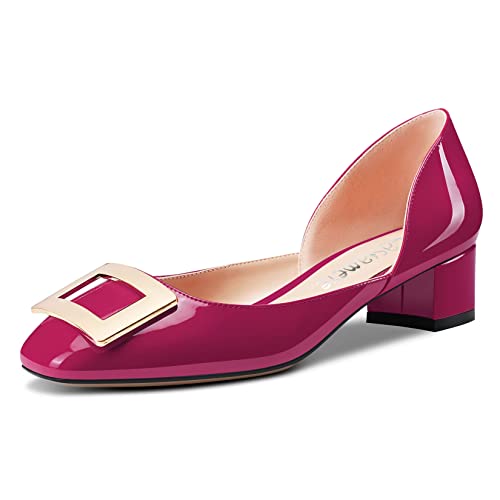 Image of Castamere Women Chunky Block Low Kitten Heel Square Toe Bow-Knot Pumps Court Shoe Slip-on Classic Cute Office Party 3.5 CM Heels Shoes Pink 5 UK