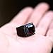 INRENG Stainless Steel Vintage Square Ruby Stone Ring for Men Women Signet Biker Band Black Red Size 9