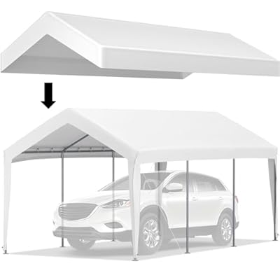 VEVOR Carport Replacement Canopy Cover, 10 x 20 ft, Ripstop Triple-layer PE Fabric Garage Top Tarp Shelter Cover, UV Resistant Waterproof Car Cover Tent for Party, Garden, Boat (Frame is not Included)