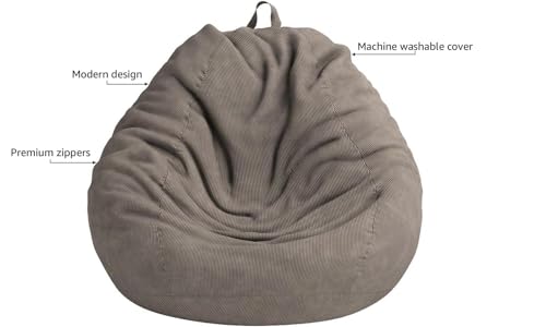 Nobildonna-3-ft-Bean-Bag-Chair-Cover-No-Filler-for-Adults-and-Kids-300L-Extra-Large-Stuffed-Animal-Storage-Bean-Bag-Washable-Soft-Premium-Corduroy-Stuffable-Bean-Bag-Cover Nobildonna 3 ft Bean Bag Chair Cover No Filler for Adults and Kids 300L Extra Large Stuffed Animal Storage Bean Bag Washable Soft Premium Corduroy Stuffable Bean Bag Cover