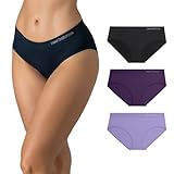 [New Balance] レディース ウルトラコンフォートパフォーマンス シームレス ヒップスター アンダーウェア (3枚パック), バイオレットチューリップ/クラウンジュエル/ブラック, Small