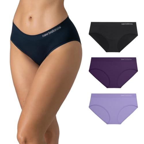 New Balance Women's Seamless Hipsters Underwear, Ultra Comfort Performance Underwear for Women, Multicolor Pack, Small, 3 Pack