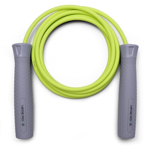 Hererope Gewichtetes Springseil für Anfänger 6 mm Stahlkabel verhedderungsfreies Springseil mit Kugellagern bequeme Griffe für Männer und Frauen perfekt für Cardio-Boxen Crossfit Speed-Training