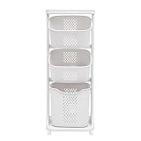 3-Tier Storage Basket Laundry Basket Rolling Cart Washing Hamper Storage Bin Shelf Multifunctional rotating laundry basket organizer Removable Clothes Laundry Basket for Kitchen Living Room